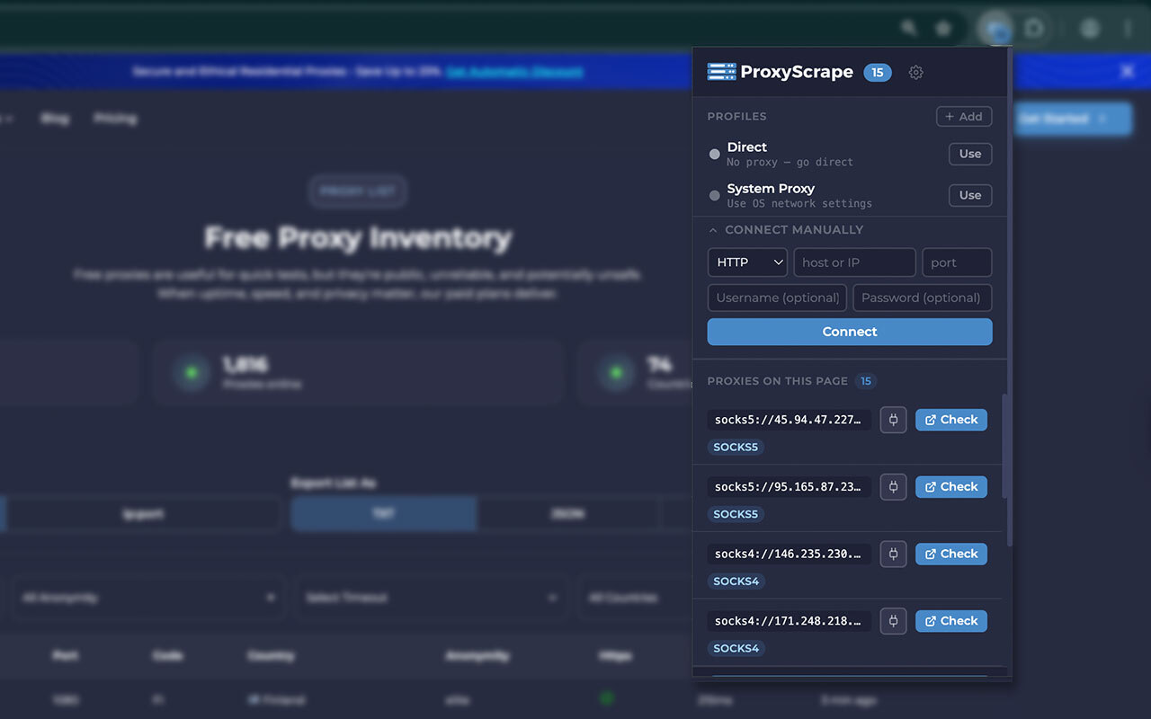 Proxy manager automatic detection